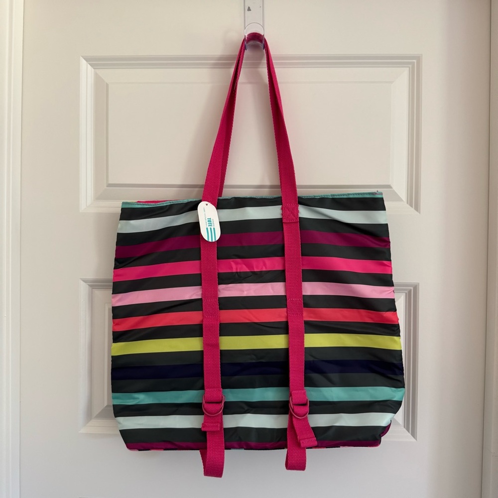 NWT Colorful Striped Tote Bag with yoga mat holder